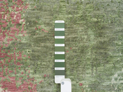 Green 9'0" x 11'10" Modern and Contemporary Hand knotted Wool Rug - Sku: O065623