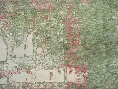 Green 9'0" x 11'10" Modern and Contemporary Hand knotted Wool Rug - Sku: O065623