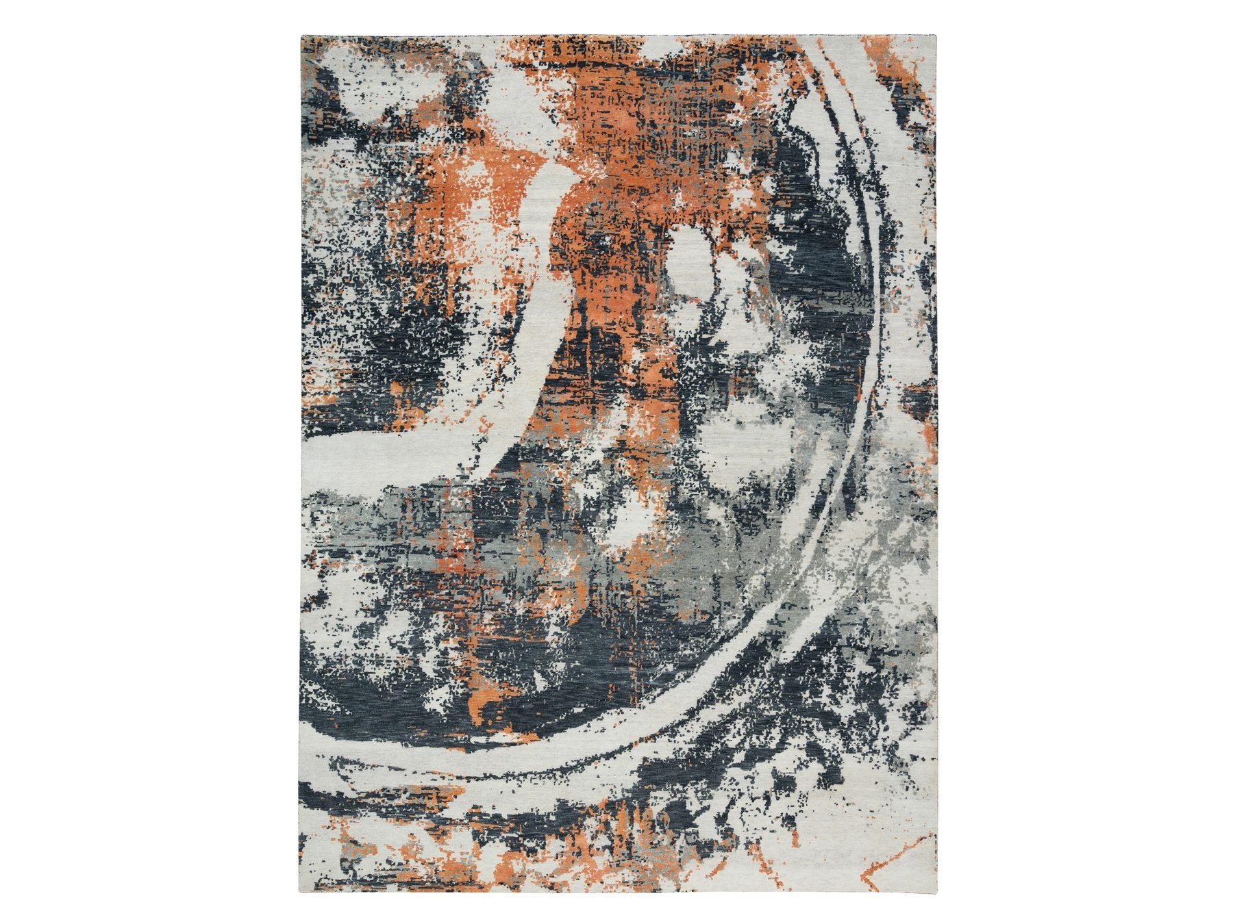 Modern / Contemporary hand-knotted wool rug in Black, 9'3" x 11'9" — SKU O065624