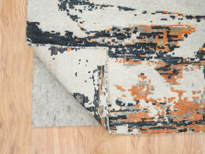 Black 9'3" x 11'9" Modern and Contemporary Hand knotted Wool Rug - Sku: O065624