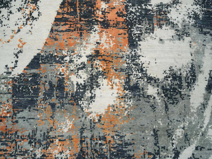 Black 9'3" x 11'9" Modern and Contemporary Hand knotted Wool Rug - Sku: O065624