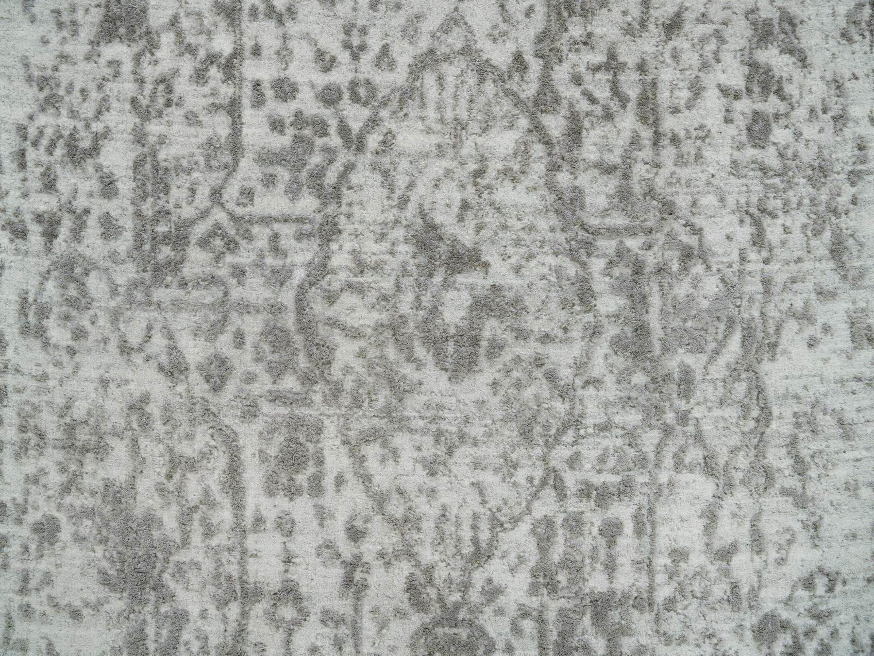 Transitional hand-knotted wool/silk runner in Gray, 2'5" x 22' — SKU O065628 (view 5)