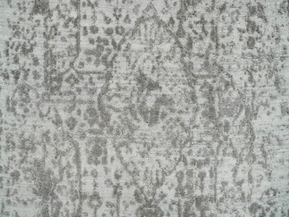 Transitional hand-knotted wool/silk runner in Gray, 2'5" x 22' — SKU O065628 (view 5)