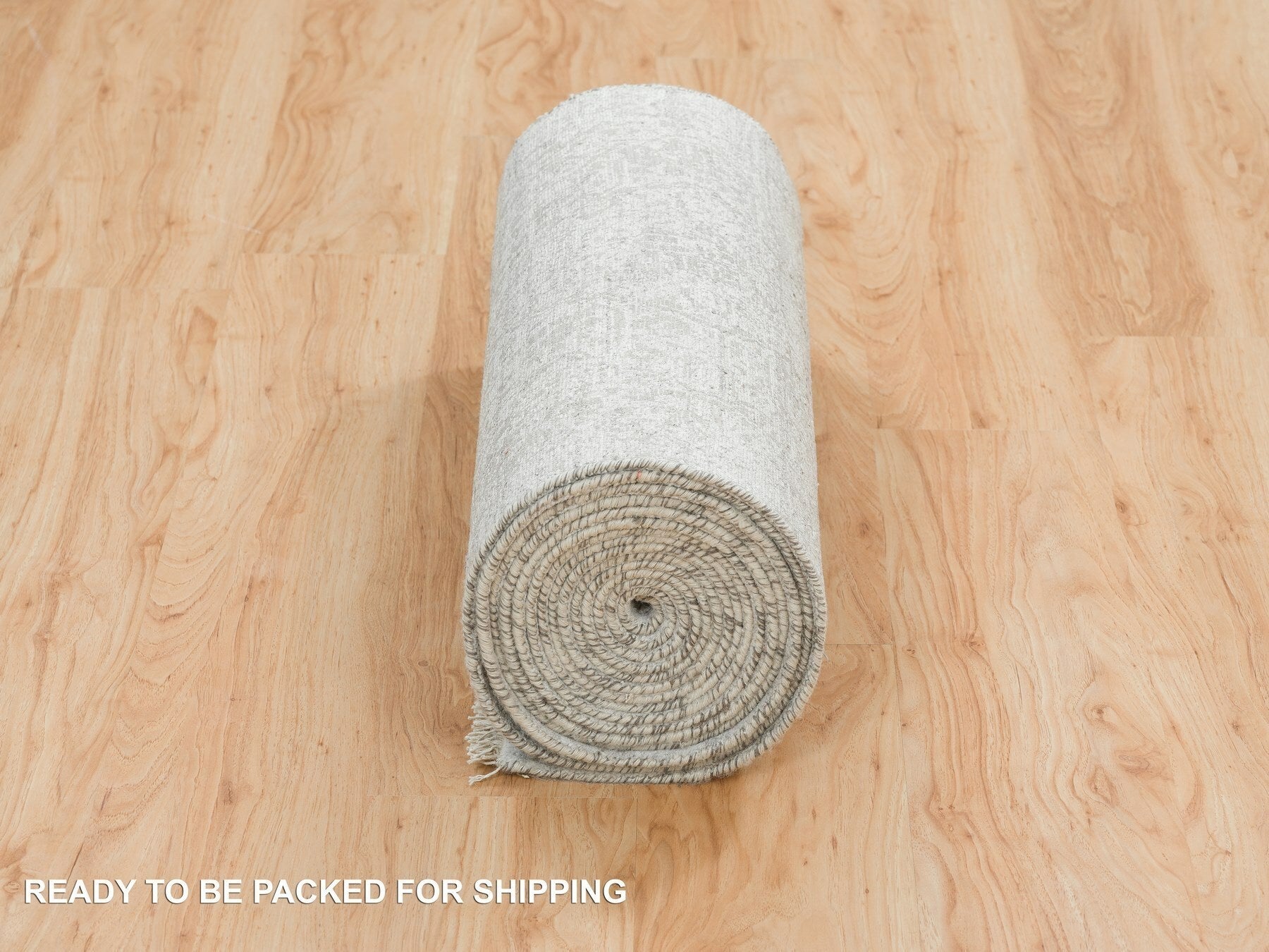 Transitional hand-knotted wool/silk runner in Gray, 2'5" x 22' — SKU O065628 (view 6)