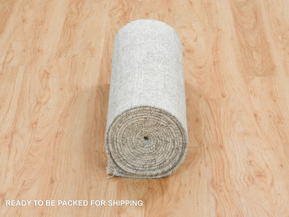 Transitional hand-knotted wool/silk runner in Gray, 2'5" x 22' — SKU O065628 (view 6)