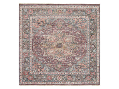 Heriz Tribal & Geometric hand-knotted wool rug in Red & Gray, 9'10" x 10' — SKU O065629