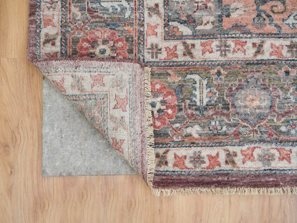 Heriz Tribal & Geometric hand-knotted wool rug in Red & Gray, 9'10" x 10' — SKU O065629 (view 4)