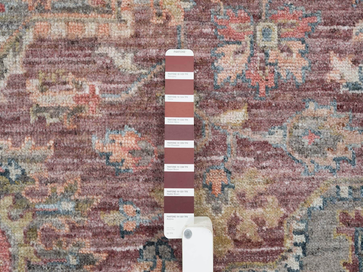 Heriz Tribal & Geometric hand-knotted wool rug in Red & Gray, 9'10" x 10' — SKU O065629 (view 7)