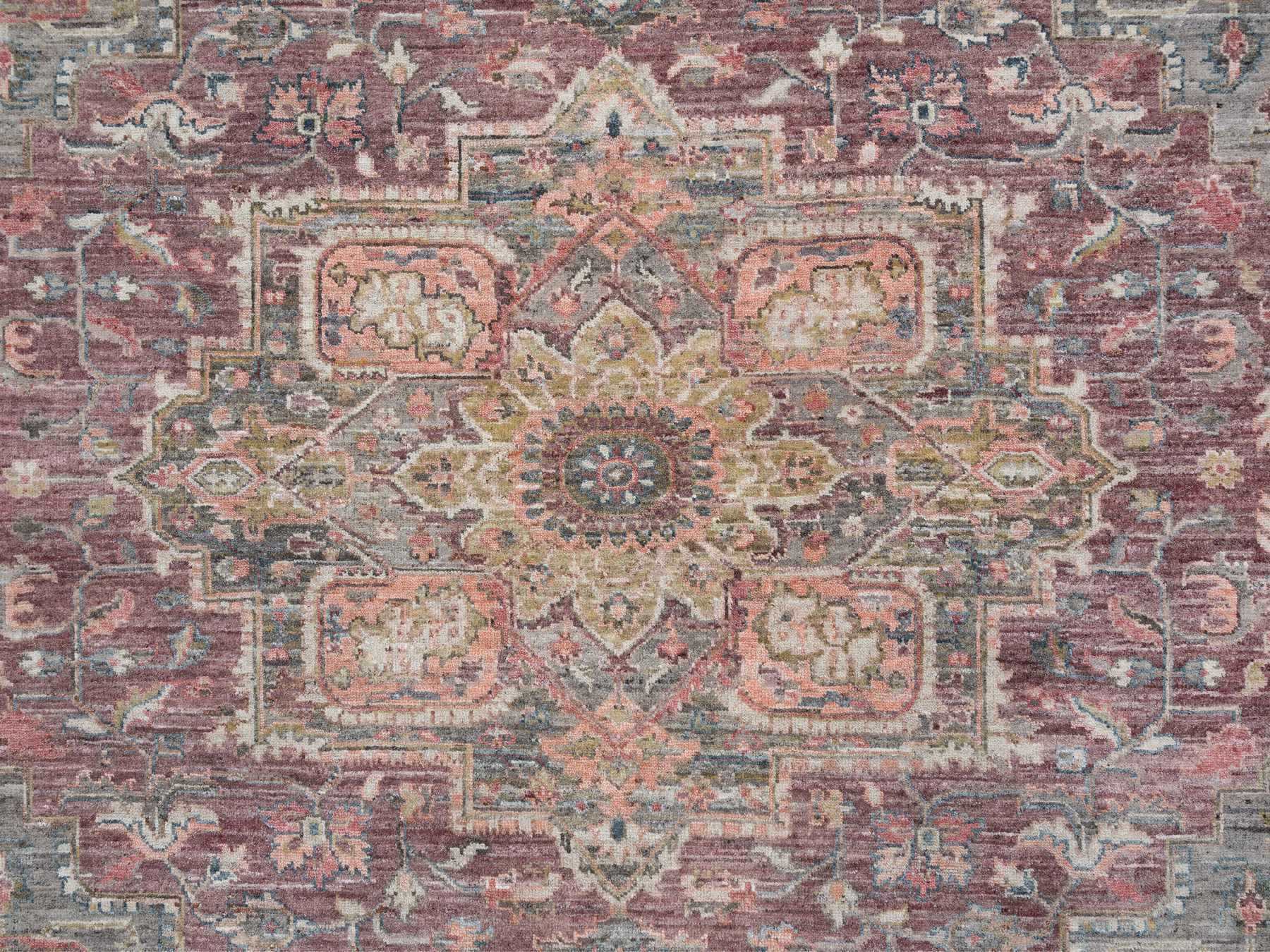 Heriz Tribal & Geometric hand-knotted wool rug in Red & Gray, 9'10" x 10' — SKU O065629 (view 8)