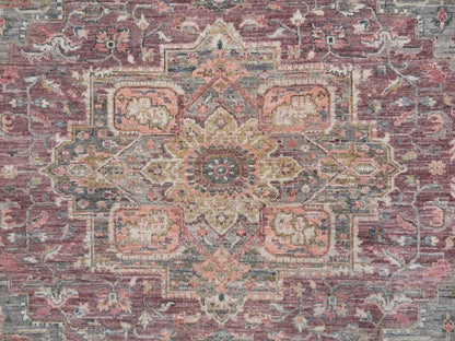 Heriz Tribal & Geometric hand-knotted wool rug in Red & Gray, 9'10" x 10' — SKU O065629 (view 8)
