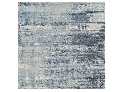 Blue 10'1" x 10'1" Modern and Contemporary Hand knotted Wool/Silk Rug - Sku: O065632