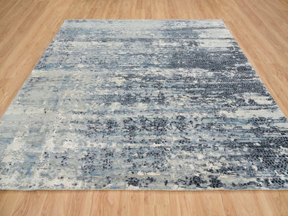 Blue 10'1" x 10'1" Modern and Contemporary Hand knotted Wool/Silk Rug - Sku: O065632