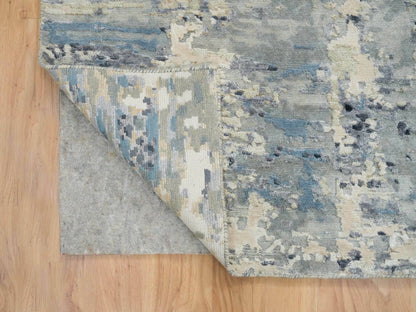 Blue 10'1" x 10'1" Modern and Contemporary Hand knotted Wool/Silk Rug - Sku: O065632