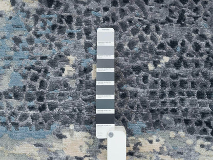 Blue 10'1" x 10'1" Modern and Contemporary Hand knotted Wool/Silk Rug - Sku: O065632