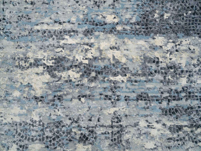 Blue 10'1" x 10'1" Modern and Contemporary Hand knotted Wool/Silk Rug - Sku: O065632