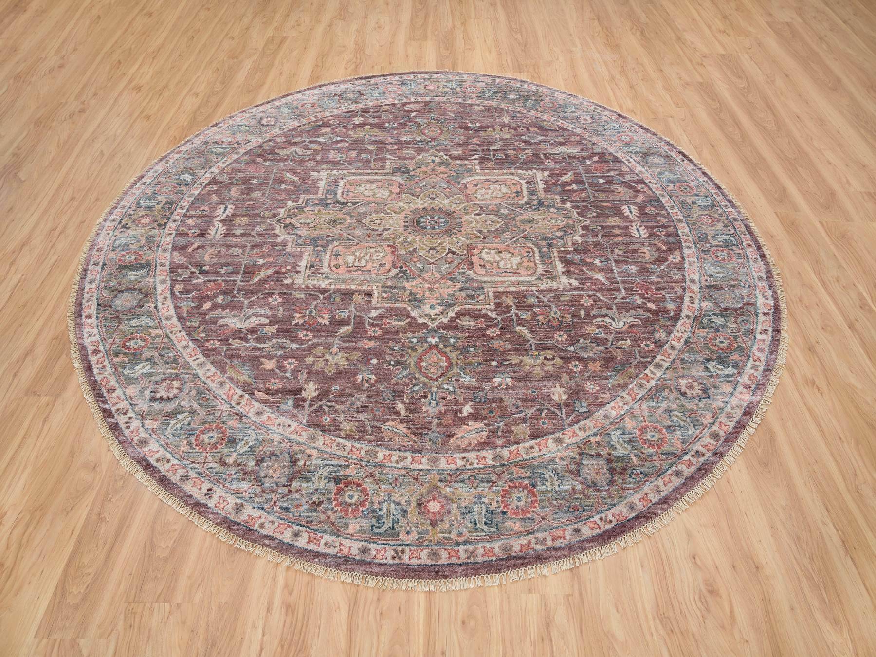 Heriz Tribal & Geometric hand-knotted wool rug in Red & Gray, 9'7" x 9'7" — SKU O065633 (view 2)