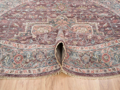 Heriz Tribal & Geometric hand-knotted wool rug in Red & Gray, 9'7" x 9'7" — SKU O065633 (view 5)