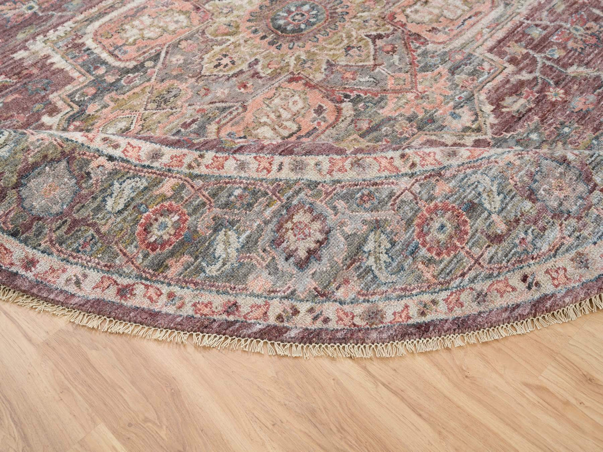 Heriz Tribal & Geometric hand-knotted wool rug in Red & Gray, 9'7" x 9'7" — SKU O065633 (view 6)