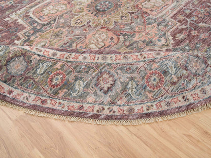 Heriz Tribal & Geometric hand-knotted wool rug in Red & Gray, 9'7" x 9'7" — SKU O065633 (view 6)