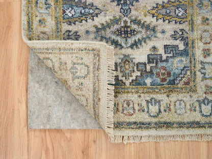 Tribal & Geometric hand-knotted wool runner in Ivory, 2'7" x 11'10" — SKU O065634 (view 3)