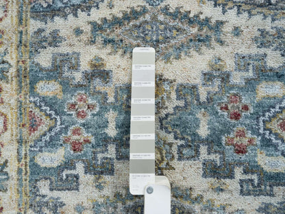 Tribal & Geometric hand-knotted wool runner in Ivory, 2'7" x 11'10" — SKU O065634 (view 4)
