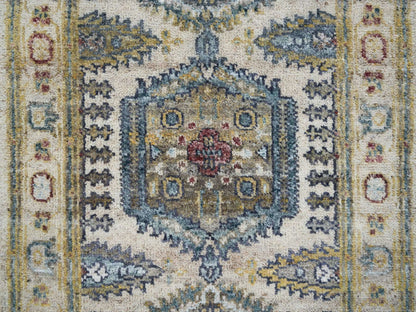 Tribal & Geometric hand-knotted wool runner in Ivory, 2'7" x 11'10" — SKU O065634 (view 5)