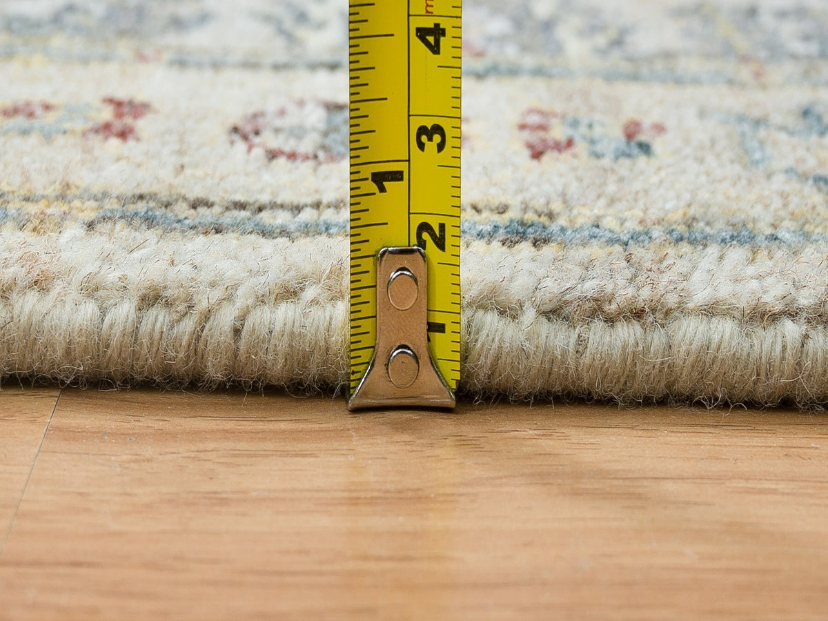 Tribal & Geometric hand-knotted wool runner in Ivory, 2'7" x 11'10" — SKU O065634 (view 7)