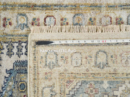 Tribal & Geometric hand-knotted wool runner in Ivory, 2'7" x 11'10" — SKU O065634 (view 8)