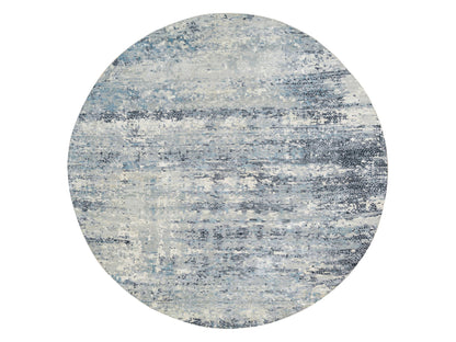 Blue 11'6" x 11'6" Modern and Contemporary Hand knotted Wool/Silk Rug - Sku: O065635