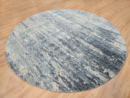 Blue 11'6" x 11'6" Modern and Contemporary Hand knotted Wool/Silk Rug - Sku: O065635