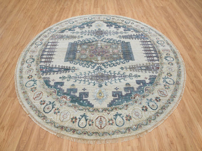 Tribal & Geometric hand-knotted wool rug in Ivory, 9'9" x 9'9" — SKU O065636 (view 2)