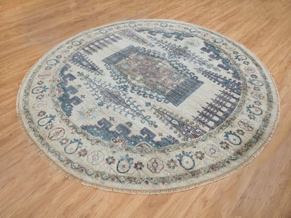 Tribal & Geometric hand-knotted wool rug in Ivory, 9'9" x 9'9" — SKU O065636 (view 3)