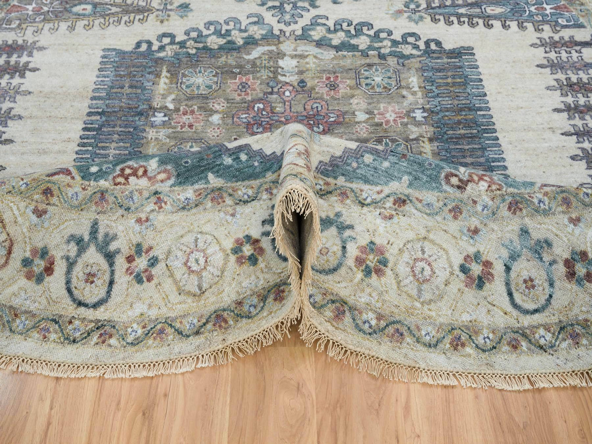 Tribal & Geometric hand-knotted wool rug in Ivory, 9'9" x 9'9" — SKU O065636 (view 5)