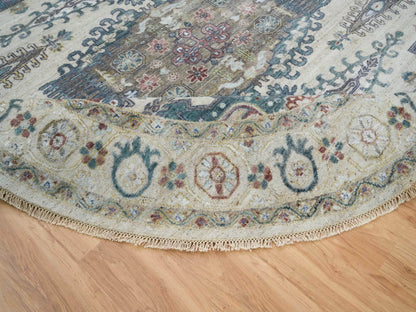 Tribal & Geometric hand-knotted wool rug in Ivory, 9'9" x 9'9" — SKU O065636 (view 6)