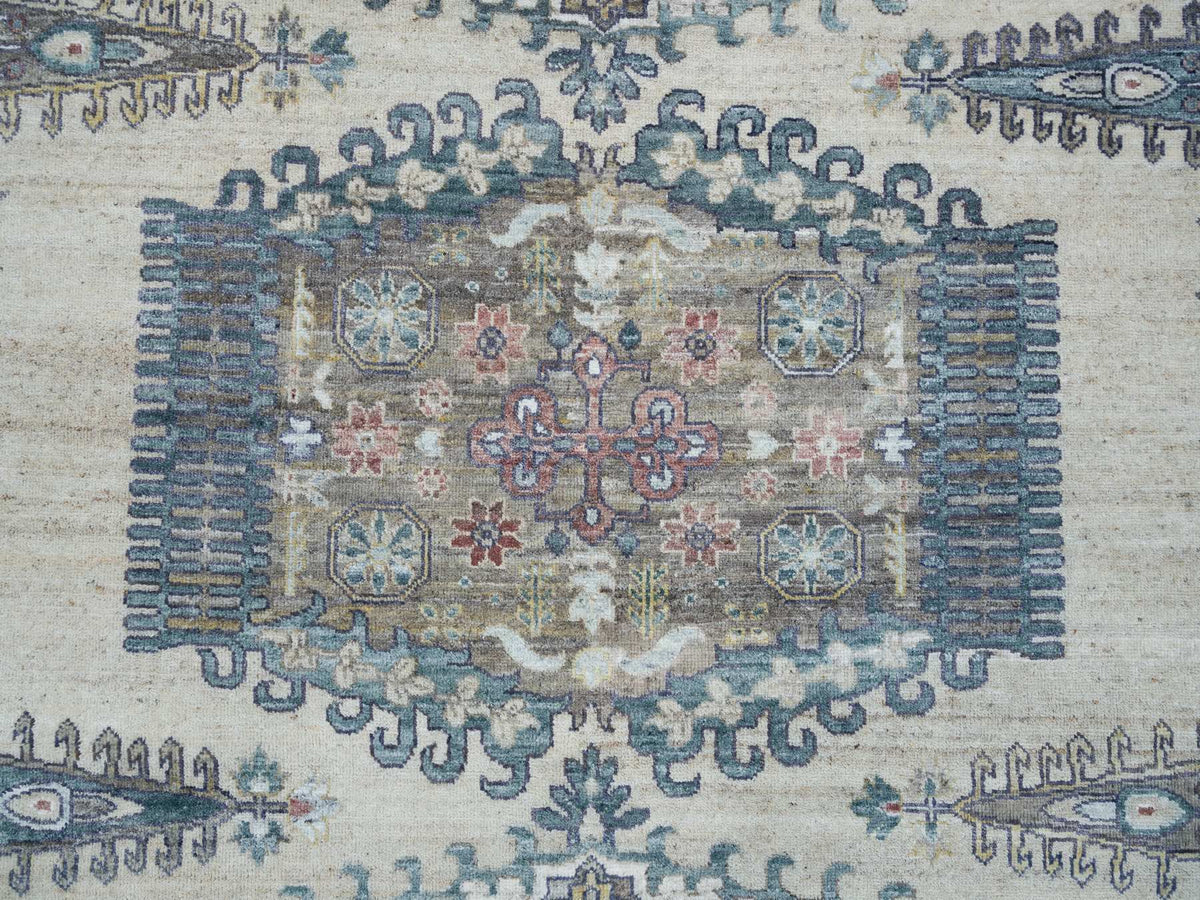 Tribal & Geometric hand-knotted wool rug in Ivory, 9'9" x 9'9" — SKU O065636 (view 8)