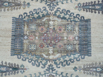 Tribal & Geometric hand-knotted wool rug in Ivory, 9'9" x 9'9" — SKU O065636 (view 8)