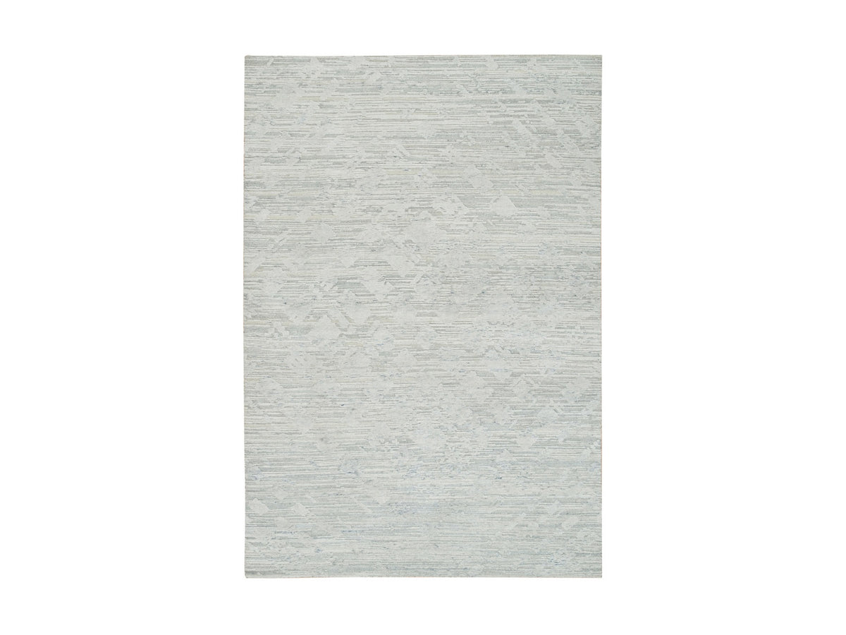 Modern / Contemporary hand-knotted wool rug in Gray, 6' x 9'3" — SKU O065642
