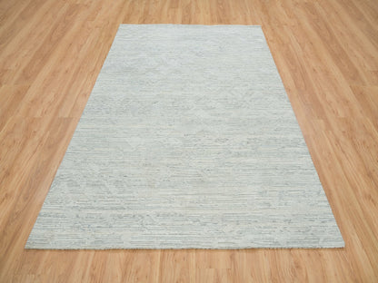 Grey 6'0" x 9'3" Modern / Contemporary Hand knotted Wool Rug - Sku: O065642