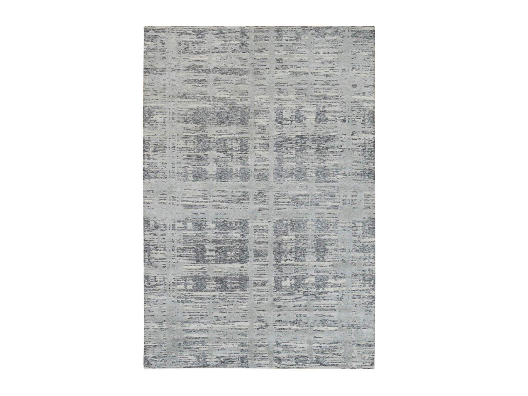 Modern / Contemporary hand-knotted wool rug in Gray, 6'1" x 9'2" — SKU O065643