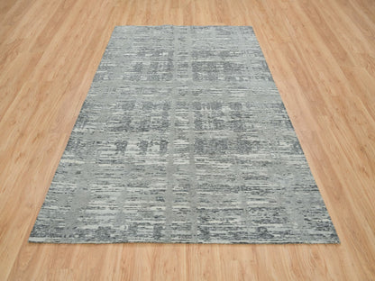 Grey 6'1" x 9'2" Modern / Contemporary Hand knotted Wool Rug - Sku: O065643