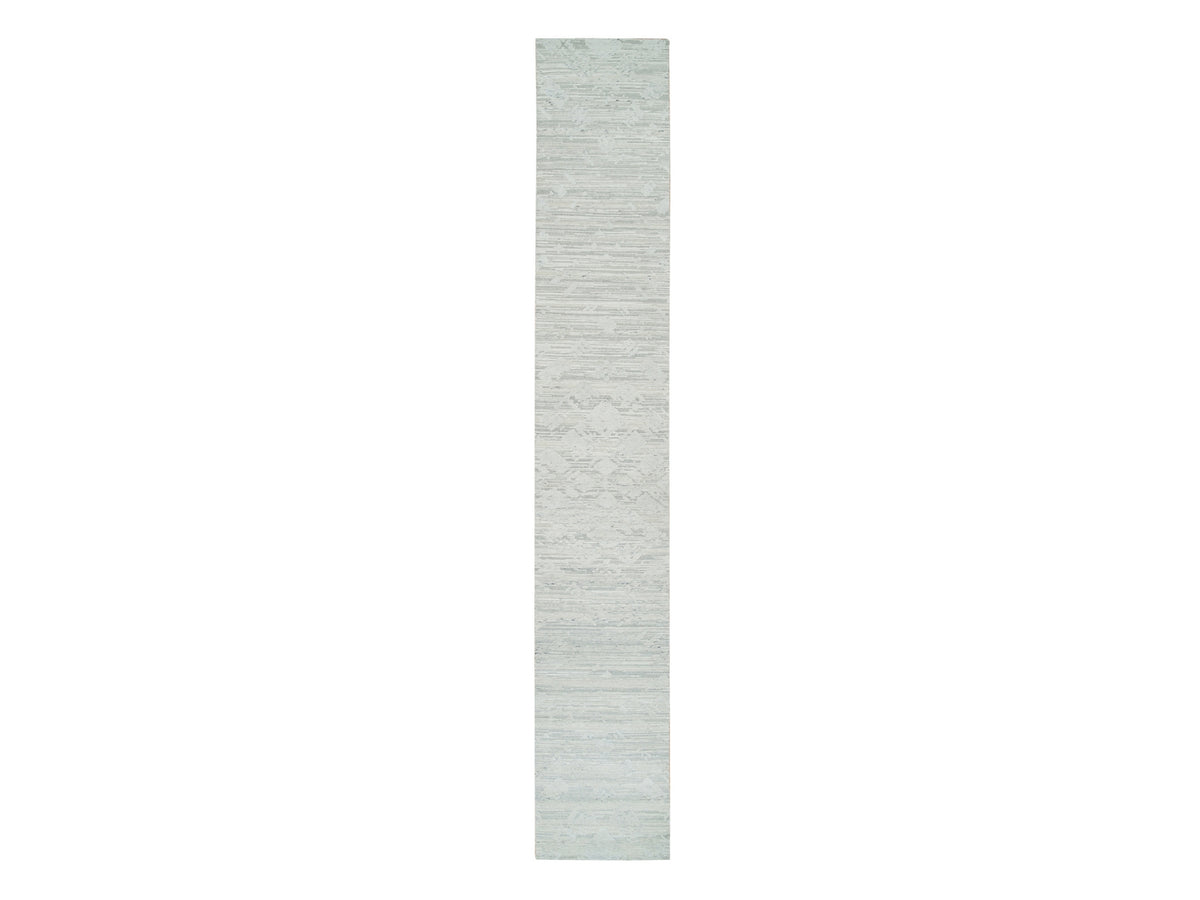 Modern / Contemporary hand-knotted wool runner in Gray, 2'6" x 16' — SKU O065644