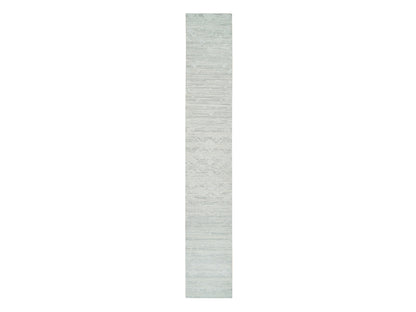 Modern / Contemporary hand-knotted wool runner in Gray, 2'6" x 16' — SKU O065644