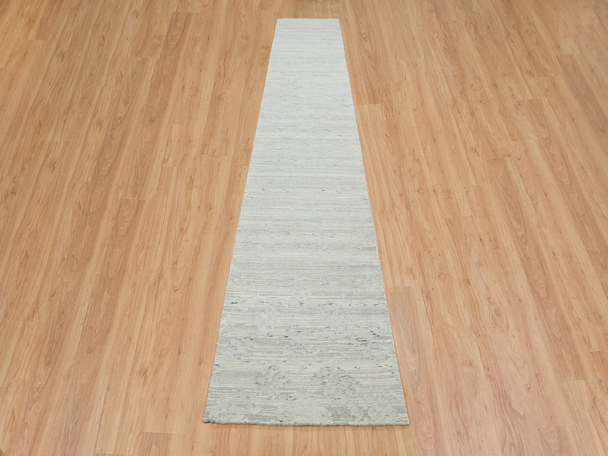 Modern / Contemporary hand-knotted wool runner in Gray, 2'6" x 16' — SKU O065644 (view 2)