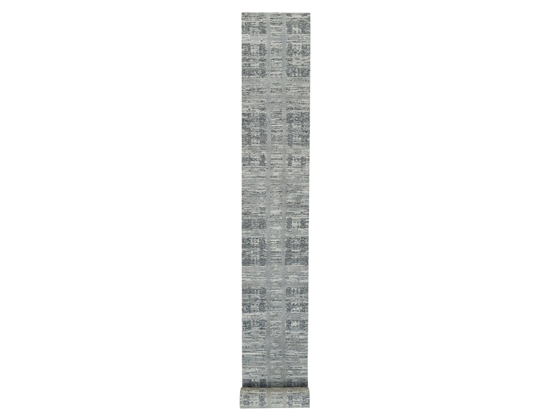 Modern / Contemporary hand-knotted wool runner in Gray, 2'7" x 27'10" — SKU O065648