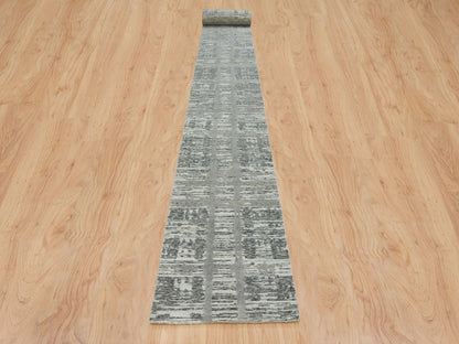 Modern / Contemporary hand-knotted wool runner in Gray, 2'7" x 27'10" — SKU O065648 (view 2)