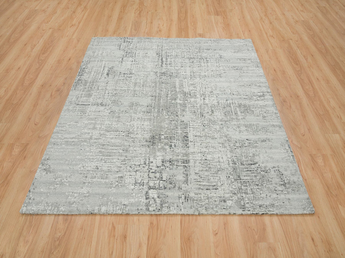 Modern / Contemporary hand-knotted wool rug in Gray, 6'2" x 6'2" — SKU O065657 (view 2)