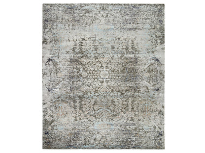Brown 8'3" x 10'0" Transitional Hand knotted Wool/Silk Rug - Sku: O065663