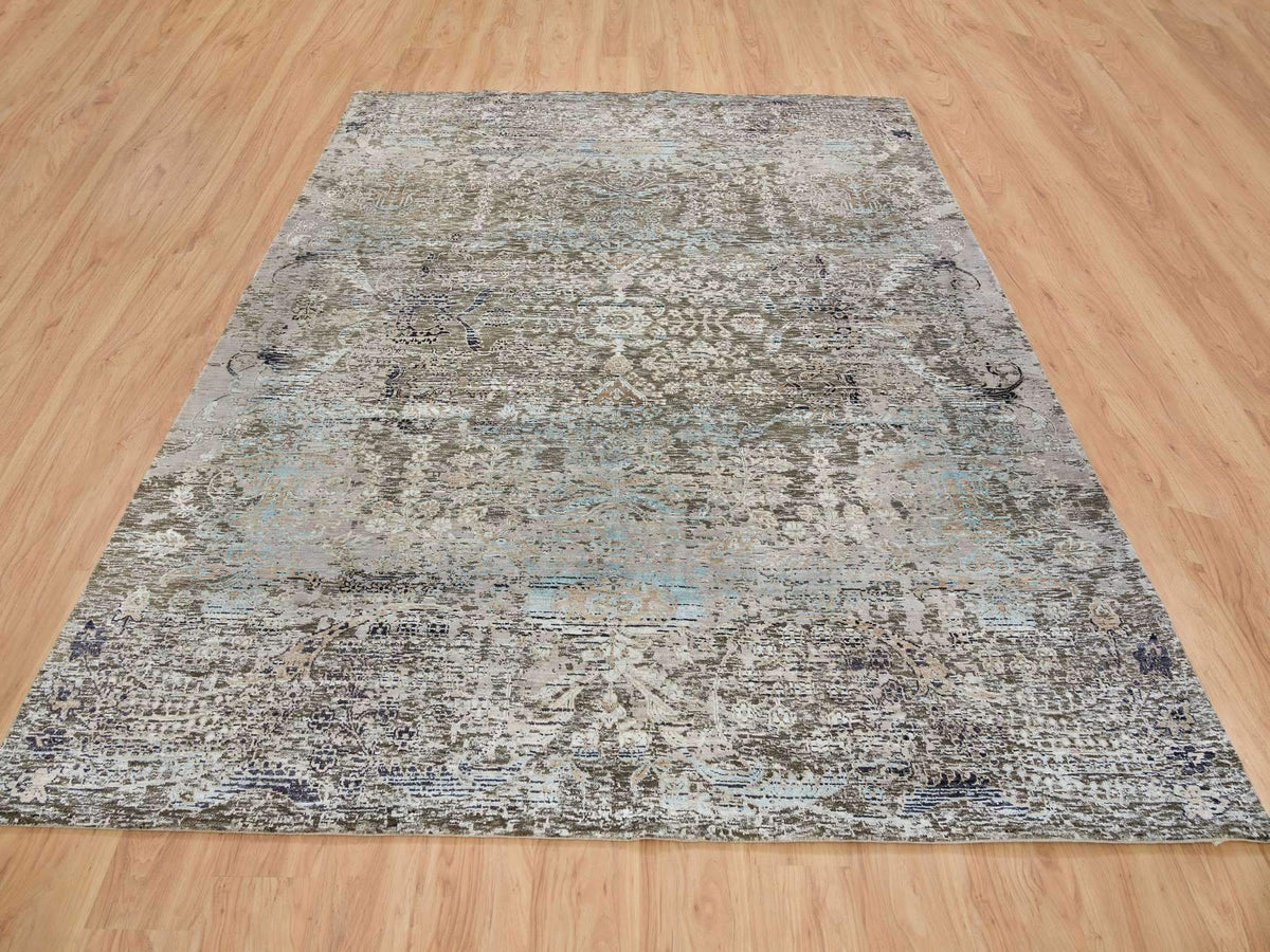Transitional hand-knotted wool/silk rug in Brown, 8'3" x 10' — SKU O065663 (view 2)