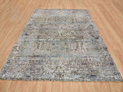 Brown 8'3" x 10'0" Transitional Hand knotted Wool/Silk Rug - Sku: O065663