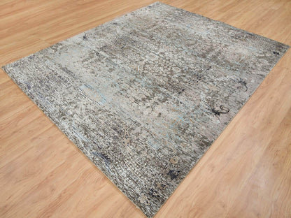 Brown 8'3" x 10'0" Transitional Hand knotted Wool/Silk Rug - Sku: O065663